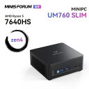 【★20%OFFクーポンで「激安」】MINISFORUM UM760Slim ミニpc AMD Ryzen 5 7640HS DDR5-5600MHz 16GB 1TB SSD HDMI2.1 |DP1.4|USB4 4K@60Hz トリプルディスプレイ出力 2.5Gbps LAN/Wi-Fi6E/BT5.3 ミニパソコン