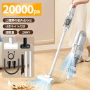 【時間限定！クーポンで4580円！】掃除機 コードレス 20000pa強力吸引 2WAY ハンディー スティック 軽量 車用掃除機 サイクロン式 洗える2重フィルター LEDライト付き Type-C急速充電 5種類ノズル コードレスクリーナー 車用/家庭